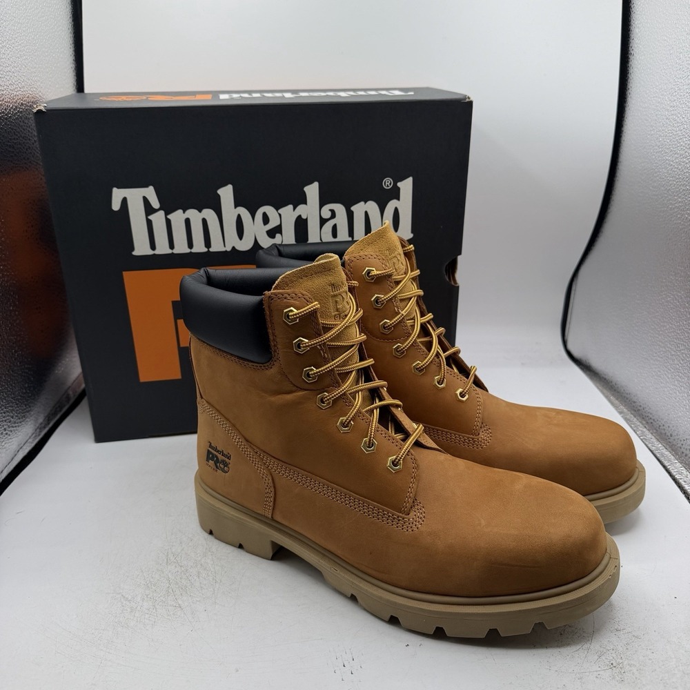 Timberland PRO Sawhorse 6" Soft Toe Work Boots Mens Sz 11.5 M Wheat Tan Leather